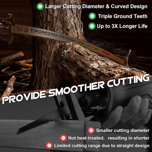 15 Inch Japanese Teeth Arc Edge Reciprocating Saw Blade | Curved Edge Wood Pruning Saw Blades 6TPI for Tree Trimming, Wood Cutting, Durable & Sharp, 3 Pieces in Kuwait