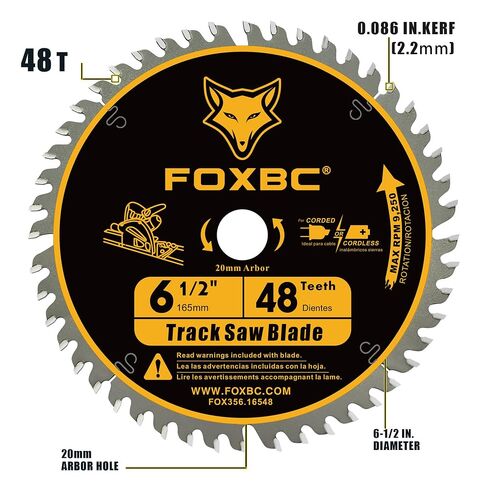 FOXBC 6-1/2 Inch Track Saw Blades 48 Tooth, 20mm Arbor, kerf 2.2mm | Replacement for Makita Plunge Circular Saw, DeWalt Tracksaw, Wen CT1065 in Kuwait