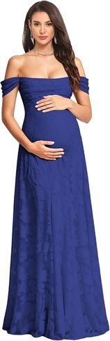 Floral Laces Maternity Dresses Chiffon Long Off Shoulder Evening Gowns HL12 in Kuwait