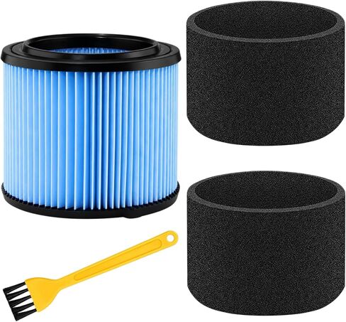 VF3500 Shop Vac Filter for Ridgi 3-4.5 Gallon Wet Dry Vacuum | VF3500 3-layer filter fits for Ridgi 3-4.5 gal vacuums WD4050, WD3050, WD4080, WD4522, 4000RV, 4500RV; with 1 brush in Kuwait