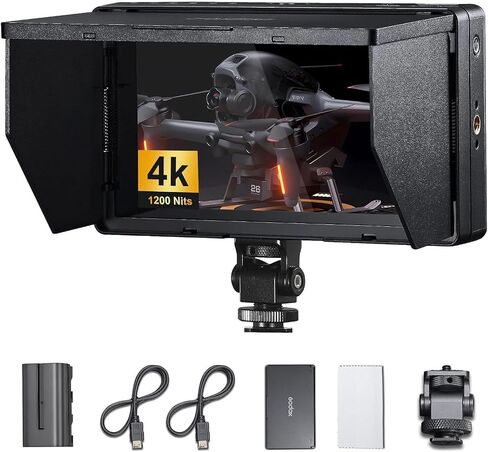 GODOX GM55 Touch Screen DSLR Camera Field Monitor 5.5 Inch 4K 410nit 4K HDMI in and Out Exposure Focus 3D LUT 160°Wide View Angle DC/Battery 8V/1.5A Powered 1920x1080 External Monitor in Kuwait