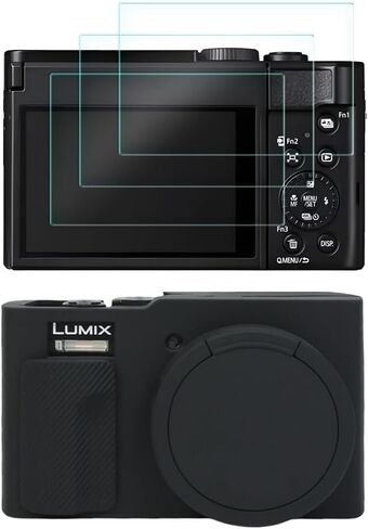 Screen Protector Compatible for Panasonic Lumix ZS99 Digital Camera,Tempered Glass Film Anti-Scratch High Definition and Soft Silicone Case (lumix zs99 BL) in Kuwait