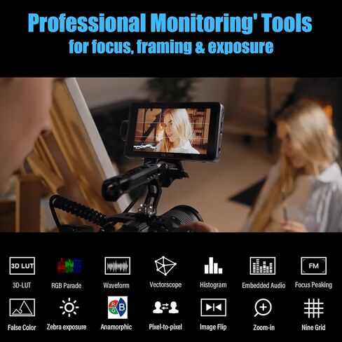 VILTROX DC 550 5.5" Touch Screen DSLR Camera Field Monitor | FHD 1200nit 4K Video External Monitor for Sony Canon Nikon with Sunshade, Battery & Storage Bag, Professional Monitoring Tool in Kuwait