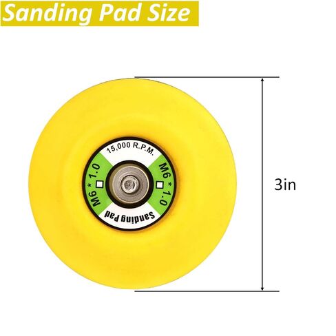 3-Inch Dual-Action Hook & Loop Fastener Flexible Backing Plate, 3" Sanding Back Pad for Orbital Sander M6*1.0 Thread(6mm) in Kuwait