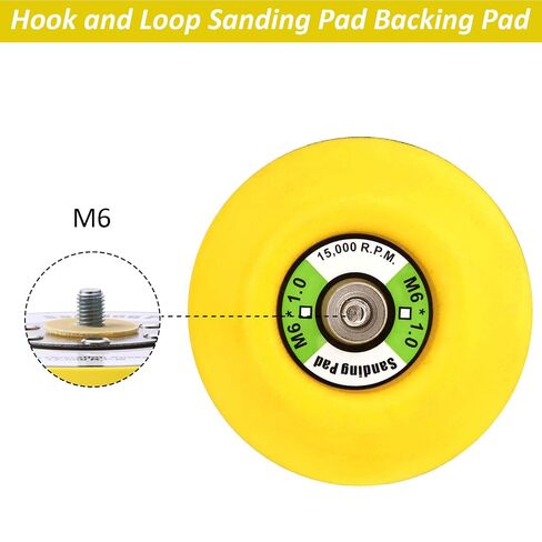 3-Inch Dual-Action Hook & Loop Fastener Flexible Backing Plate, 3" Sanding Back Pad for Orbital Sander M6*1.0 Thread(6mm) in Kuwait