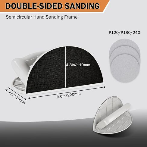 Drywall Corner Sander, Semi-circular Drywall Corner Tool with 12pcs Reusable Sandpaper Assortment for Cleaning and Polishing Walls and Corners(Grit 120/180/240) in Kuwait