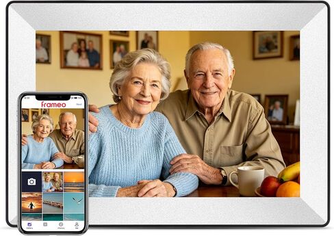 Frameo 10.1inch Digital Picture Frame WiFi Smart Digital Photo Frame 1280 * 800 IPS HD Touch Screen,16GB Memory Auto-Rotate,Share Photos/Videos Instantly via Frameo App from Anywhere in Kuwait