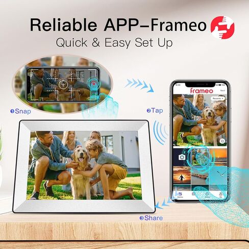 Frameo 10.1inch Digital Picture Frame WiFi Smart Digital Photo Frame 1280 * 800 IPS HD Touch Screen,16GB Memory Auto-Rotate,Share Photos/Videos Instantly via Frameo App from Anywhere in Kuwait