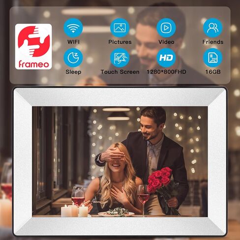 Frameo 10.1inch Digital Picture Frame WiFi Smart Digital Photo Frame 1280 * 800 IPS HD Touch Screen,16GB Memory Auto-Rotate,Share Photos/Videos Instantly via Frameo App from Anywhere in Kuwait