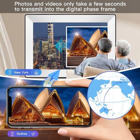 Frameo 10.1inch Digital Picture Frame WiFi Smart Digital Photo Frame 1280 * 800 IPS HD Touch Screen,16GB Memory Auto-Rotate,Share Photos/Videos Instantly via Frameo App from Anywhere in Kuwait