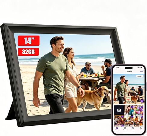 Digital Picture Frames Load from Phone,Video Frame,14" Uhale Digital Picture Frame 32GB,Touchscreen Digital Photo Frame WiFi, Instant Sharing, Unlimited Users,Free App,Gifts for Men/Women(Dad/Mom) in Saudi Arabia