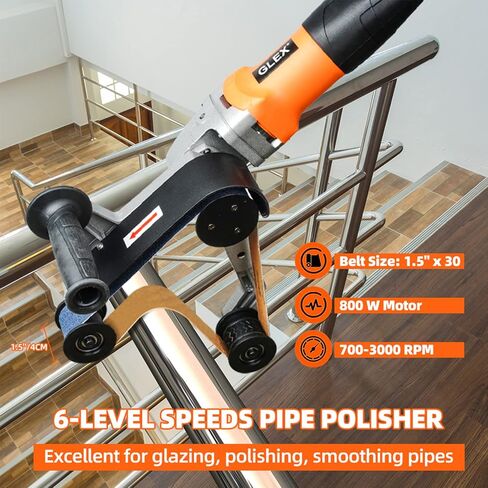 GLEX Metal Pipeline Polishing Machine, External Diameter Polisher, Stainless Steel Round Pipe Polisher, Steel Pipe Grinder, Round Tube Material Belt Sander, 110V 800W Aluminum Oxide Sanding in Kuwait