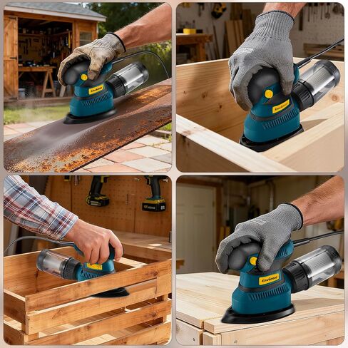 Enventor Detail Sander with 8-Hole Dust Collection, 210 W, Corded | 15,000 RPM, 16 Sandpapers: P80/P120/P180/P240, 2 M Cord, Non-slip Grip, for Edges, Corners and Tight Spaces in Kuwait