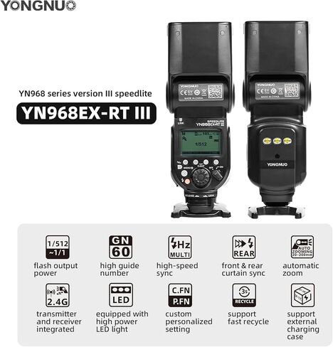 YONGNUO Upgraded YN968EX-RT III Flash Speedlite, for Canon Wireless Signal Cameras, GN60 High-Speed Sync TTL Manual Flash Multi Flash in Kuwait