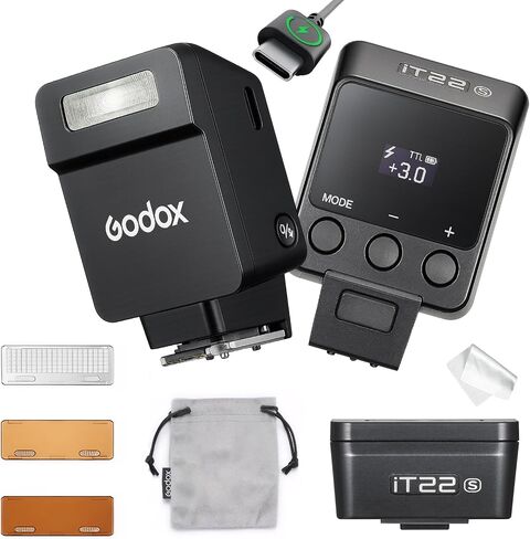 Godox IT22 N TTL Mini Flash, iT22N IT22 for Nikon, GoDox TTL Flash, 700+ Flashes /1.5 s Recycling/1/32～1/1, Adjustable in ±1/3 Increments/USB-C Charging/HotShoe Trigger, W/Spreader&Color Filters in Kuwait