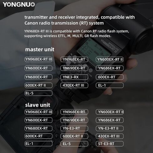 YONGNUO Upgraded YN968EX-RT III Flash Speedlite, for Canon Wireless Signal Cameras, GN60 High-Speed Sync TTL Manual Flash Multi Flash in Kuwait
