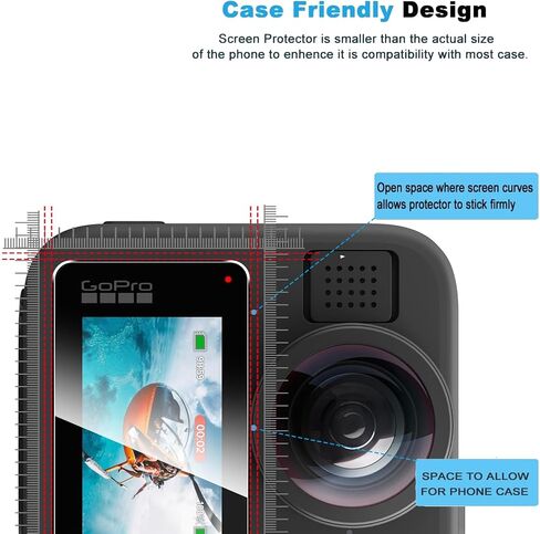 2 Pack Compatible with GoPro MAX 2 Screen Protector + 2 Pack Camera Lens Protector,Full Coverage 9H Tempered Glass Film,HD Clear Scratch Resistant for GoPro MAX2 Accessories in Kuwait