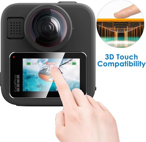 2 Pack Compatible with GoPro MAX 2 Screen Protector + 2 Pack Camera Lens Protector,Full Coverage 9H Tempered Glass Film,HD Clear Scratch Resistant for GoPro MAX2 Accessories in Kuwait