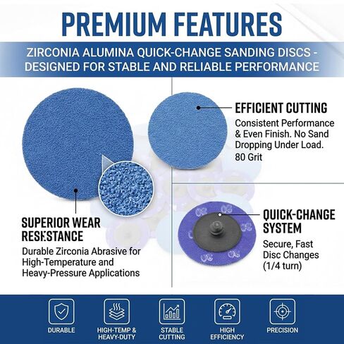 2" Sanding Discs Quick Change Zirconia Disc Die Grinder Accessories Surface Conditioning Disc for Paint Rust Removal Surface Strip Polishing Grind Burr Finish Burr Finish (80 Grit, 2", 30 Pack) in Kuwait