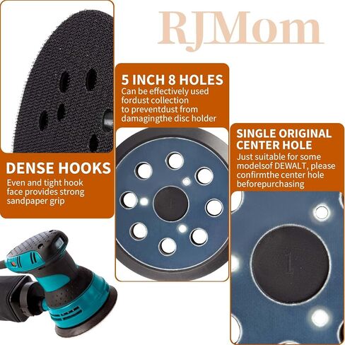 Sander Pads Replacement for Dewalt: 5" 8 Hole Hook and Loop Orbital Sander Pads 2-Pack for DeWalt DW420 DW421 DW422 DW423 DW426 D26451 D26453, 3 Screw Holes in Kuwait