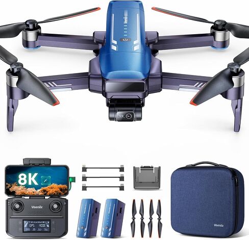 Veeniix V11PRO RC2 Drone for Adults 3-Axis Gimbal 8K Camera Screen Remote | 1/2 CMOS Sensor, 4K/30fps Video, 2 Batteries 80Min Flight Time, 6KM Transmission, Professional Aerial Photography in Kuwait