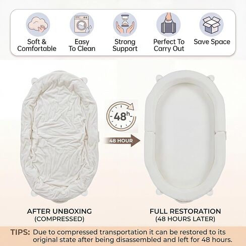 Portable Toddler Bed Folding Toddlers Floor Beds for Kids Foldable Soft Foam Travel Bed for Baby, Washable Cover Toddler Cot with Safety Rail for Travel, Home/Travel (Polar Bear) in Kuwait