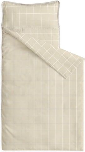 Wake In Cloud - Toddler Nap Mat with Pillow and Blanket, for Kids Boys Girls Ages 3 Plus in Kindergarten Daycare Preschool Pre K, Roll Up Sleeping Bag, Gingham Grid Checkered in Kuwait