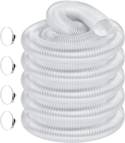4" x 50' Heavy PVC Dust Collection Hose, Flexible Clear Debris and Fume Collector With Stainless Steel Clamps for 4" Ports, Ideal for Shop Vacuums in Kuwait