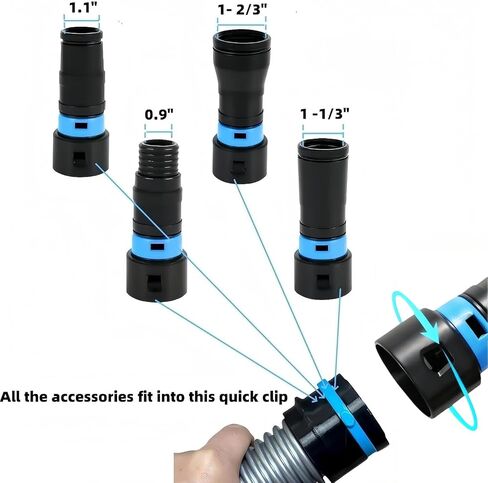 MITANSLE 7 Dust Collection Hose Adapters Kit for Home and Shop Vacuum Hose System, Expanded Adapter Set Fits Most Woodworking Power Tools and Sanders, Compatible With Multi-Brands in Kuwait