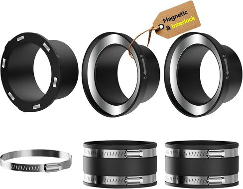 Magnetic dust collector kit for 4-inch shop vacuum hoses，2pcs | One-to-Multi Quickly Connect and Interlock Dust Collector System w/1PK Mag Port Connector+2Set 4"Coupler in Kuwait