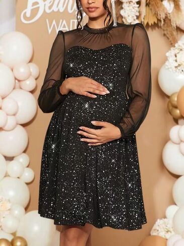 Women's Fashionable, Casual and Elegant Sequined Maternity Dress in Kuwait