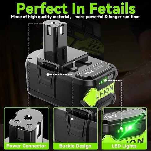 Totoplus Replacement for Ryobi 18v Battery 8.0Ah Lithium 2-Pack Batteries | Compatible with P108 P107 Ryobl 18V Cordless Power Tools, Extended Runtime & Superior Performance in Kuwait