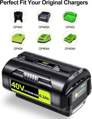 DTK 2 Packs Battery Replacement for Ryobi 40V Battery 6.2Ah OP4040 OP4026 OP4030 OP4050 OP4060A in Kuwait