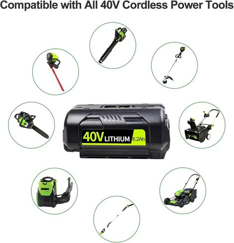 DTK 2 Packs Battery Replacement for Ryobi 40V Battery 6.2Ah OP4040 OP4026 OP4030 OP4050 OP4060A in Kuwait