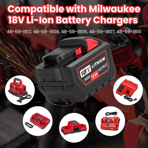 2Pack 12000mAh 48-11-1862 Batteries Replacement for Milwaukee 18V Battery | 12.0Ah High Output Compatible with Milwaukee 18 Volt Batteries 48-11-1880 48-11-1865 48-11-1862 48-11-1852 in Saudi Arabia