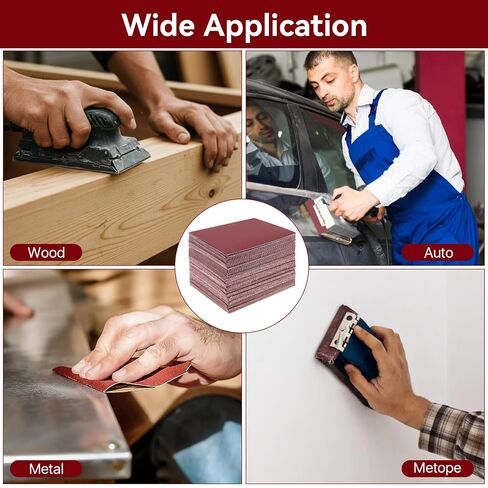 120 Pcs 1/4 Sheet Sandpaper, 4.5" x 5.5" Hook and Loop Palm Sander Sanding Paper, 15 pcs of Each Grit 60, 80, 120, 150, 180, 240, 400, 600 Sanding Sheets Assortment for Wood Metal in Kuwait