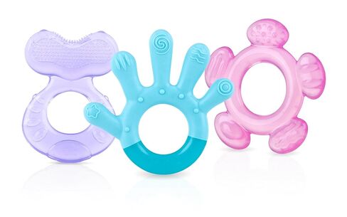 Nuby Three Step Teether Set - 3 Pack | 3+ Months - Soft and Hard Teething Surfaces - Neutral in Kuwait