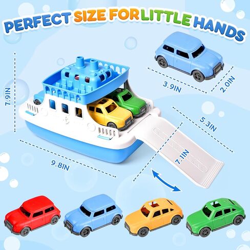 Ferry Bath Toy with Mini Cars, Floating Toy Boat & Slide-Out Ramp Water Play Set for Bath, Pool & Beach, Ages 3+ in Kuwait