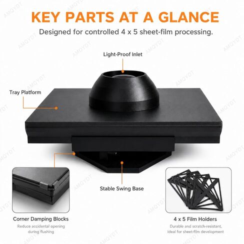 Electric Home Film Developing Tray, Electric Film Developing Tray Kit with Automatic Rocker Base and Fixing Clips, 200ml Min Capacity for 4x5 5x7 8x10 Black & White Sheet Film Processing in Kuwait