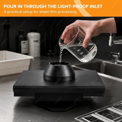 Electric Home Film Developing Tray, Electric Film Developing Tray Kit with Automatic Rocker Base and Fixing Clips, 200ml Min Capacity for 4x5 5x7 8x10 Black & White Sheet Film Processing in Kuwait