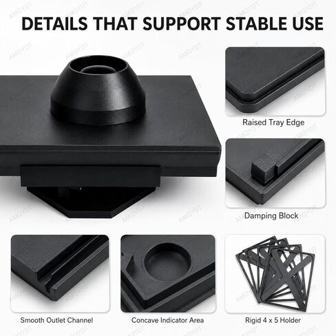 Electric Home Film Developing Tray, Electric Film Developing Tray Kit with Automatic Rocker Base and Fixing Clips, 200ml Min Capacity for 4x5 5x7 8x10 Black & White Sheet Film Processing in Kuwait