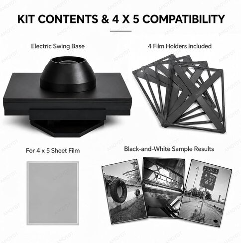 Electric Home Film Developing Tray, Electric Film Developing Tray Kit with Automatic Rocker Base and Fixing Clips, 200ml Min Capacity for 4x5 5x7 8x10 Black & White Sheet Film Processing in Kuwait