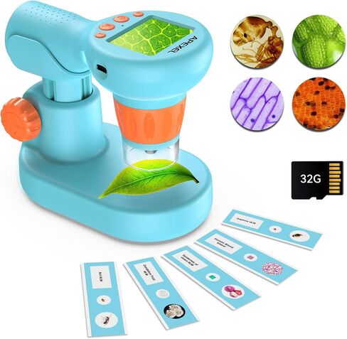 APEXEL 800X Handheld Digital Microscope with 2" IPS Screen, Photo & Video Portable Microscope with Adjustable Lights (Including SD Card & Slides) in Kuwait
