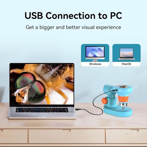 APEXEL 800X Handheld Digital Microscope with 2" IPS Screen, Photo & Video Portable Microscope with Adjustable Lights (Including SD Card & Slides) in Kuwait