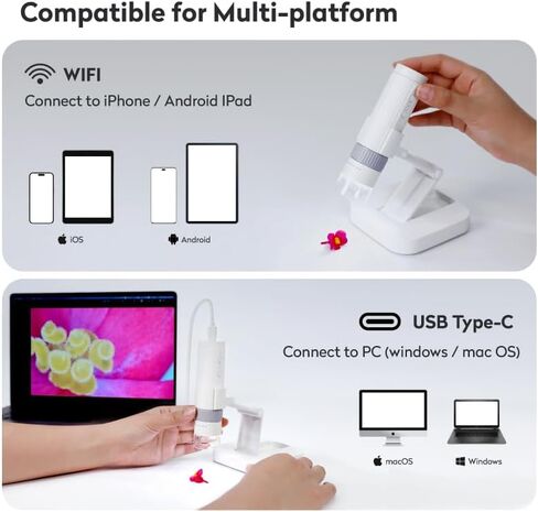 M2C Wireless Digital Microscope 50X-1000X, Handheld Portable | 1080P HD USB Coin Microscope Compatible with iPhone, Android, iPad & PC, Perfect for Coin Collection & Science in Kuwait