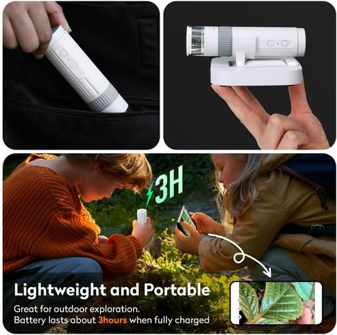 M2C Wireless Digital Microscope 50X-1000X, Handheld Portable | 1080P HD USB Coin Microscope Compatible with iPhone, Android, iPad & PC, Perfect for Coin Collection & Science in Kuwait