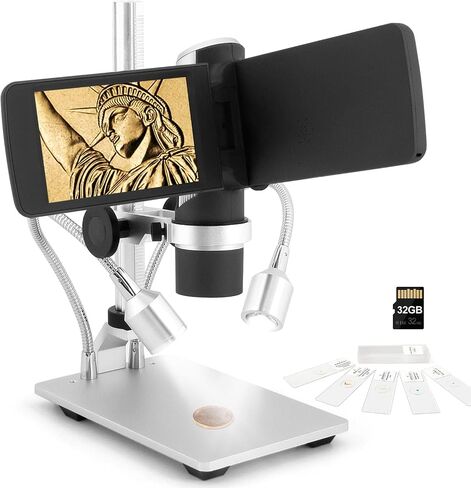 Andonstar AD203S HDMI Digital Microscope with Metal Stand | 4.3 Inch Screen, FHD Video, HDMI Output, Supports Windows Mac PC, USB Coin Microscope, 32GB SD Card, Slides Kit in Kuwait