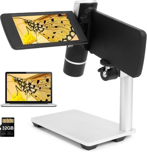 Andonstar AD203S HDMI Digital Microscope with Metal Stand | 4.3 Inch Screen, FHD Video, HDMI Output, Supports Windows Mac PC, USB Coin Microscope, 32GB SD Card, Slides Kit in Kuwait