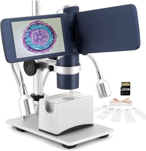 Andonstar AD203S HDMI Digital Microscope with Metal Stand | 4.3 Inch Screen, FHD Video, HDMI Output, Supports Windows Mac PC, USB Coin Microscope, 32GB SD Card, Slides Kit in Kuwait
