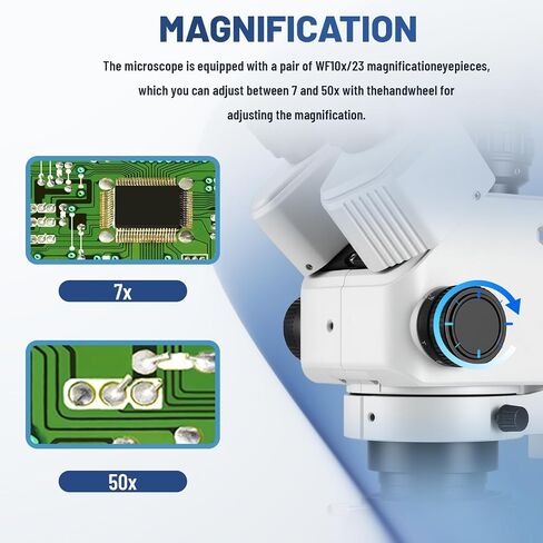 Stereo Microscope,Binocular Microscope，with 56-Bulb LED Ring Light,6X-45X Magnification,WF10X Eyepieces,0.6X-4.5X Zoom Objective in Kuwait